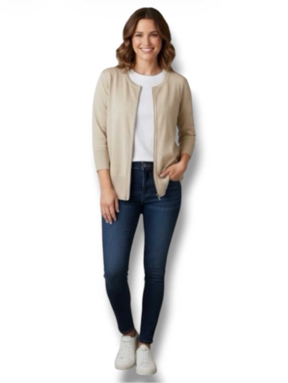 Croft & Barrow (Kohl’s) NWT Sweater Cardigan Beige Tan Full-Zip Women’s Size L